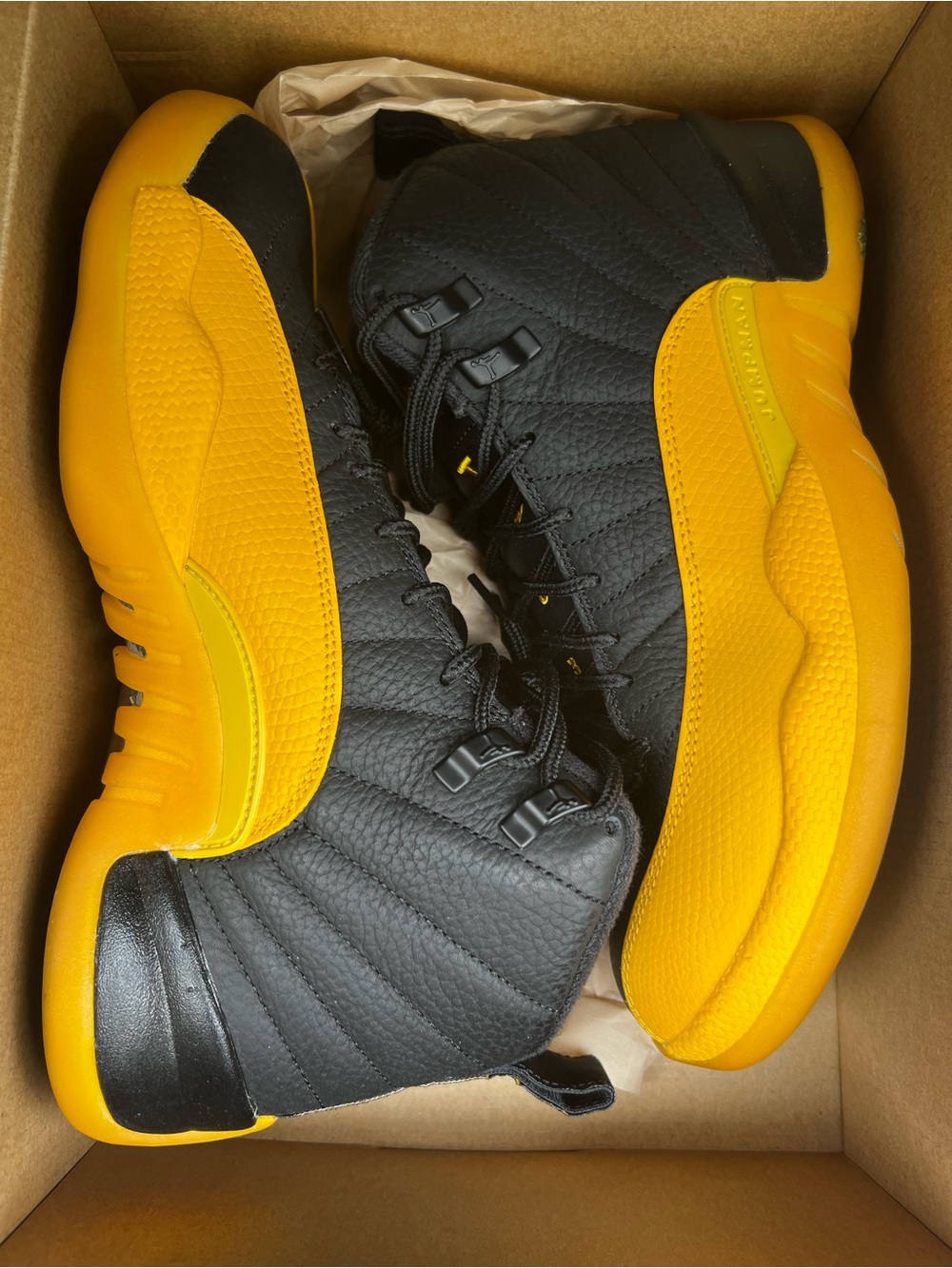 Jordan Men’s Black and Yellow Retro Sneakers